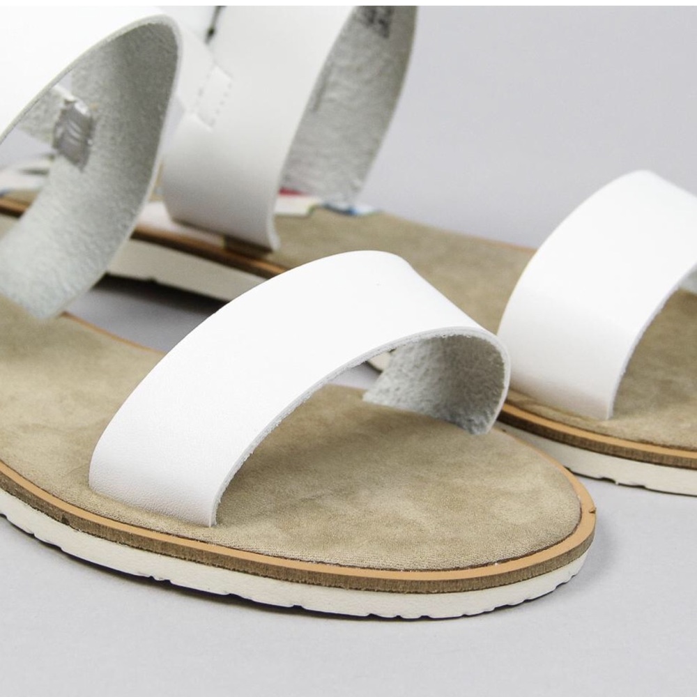 White Leather Double Strap Slingback Sandal - Picture 6 of 7